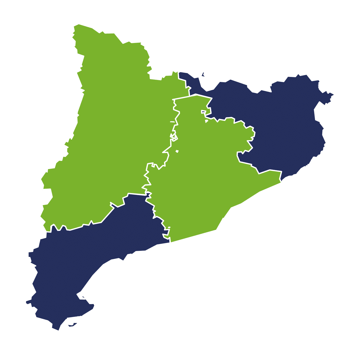 Mapa de Cataluña por provincias — Barcelona, Girona, Lleida y Tarragona — máquinas recreativas tipo B